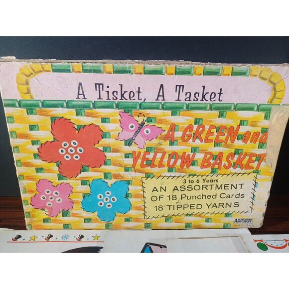 Rare Vintage Sewing Cards "A Tisket, A Tasket A Green And Yellow Basket" - Picture 2 of 16